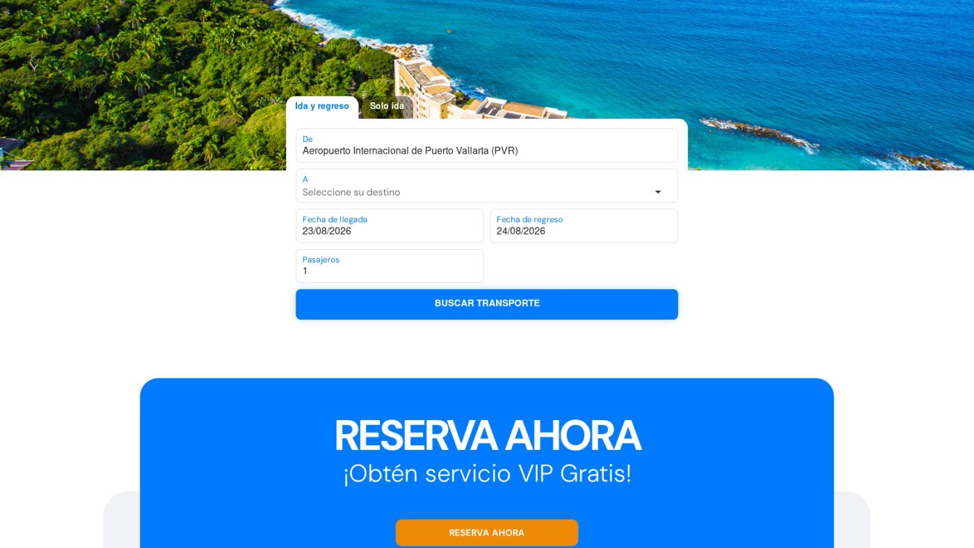 The booking engine: fixed PVR airport origin, destination, dates and passengers.