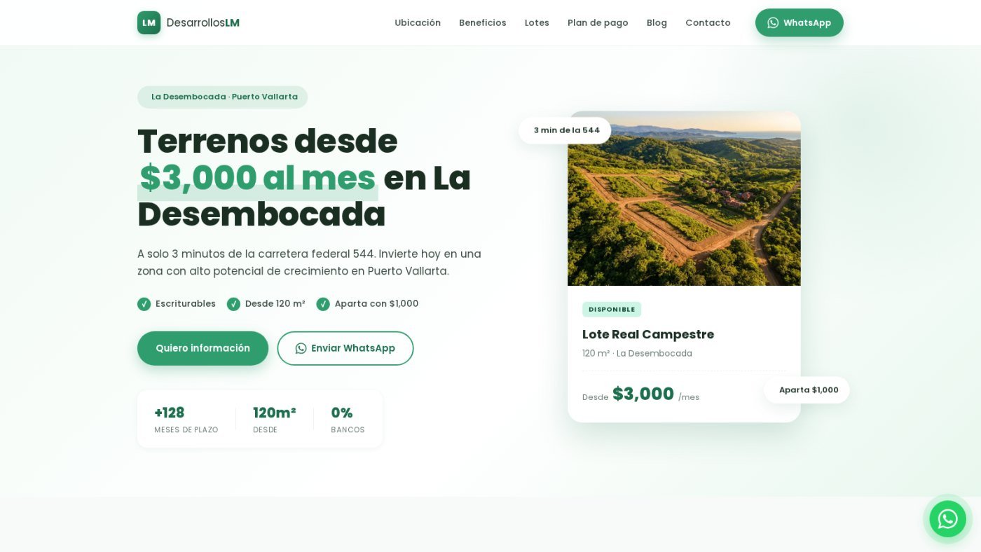 The Desarrollos LM site: land in La Desembocada, Puerto Vallarta.
