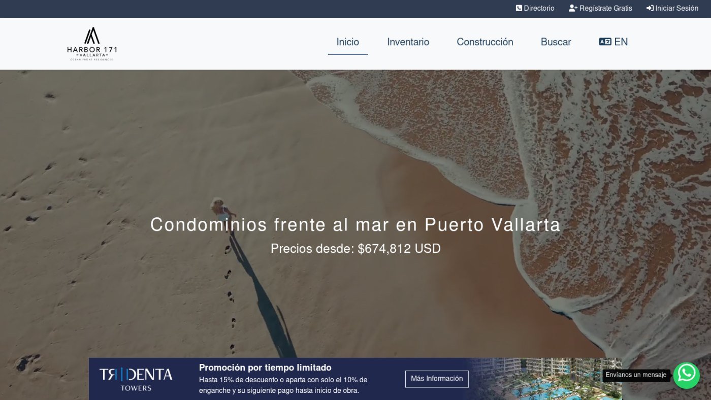 El sitio público del desarrollo: la torre frente al mar y su preventa.