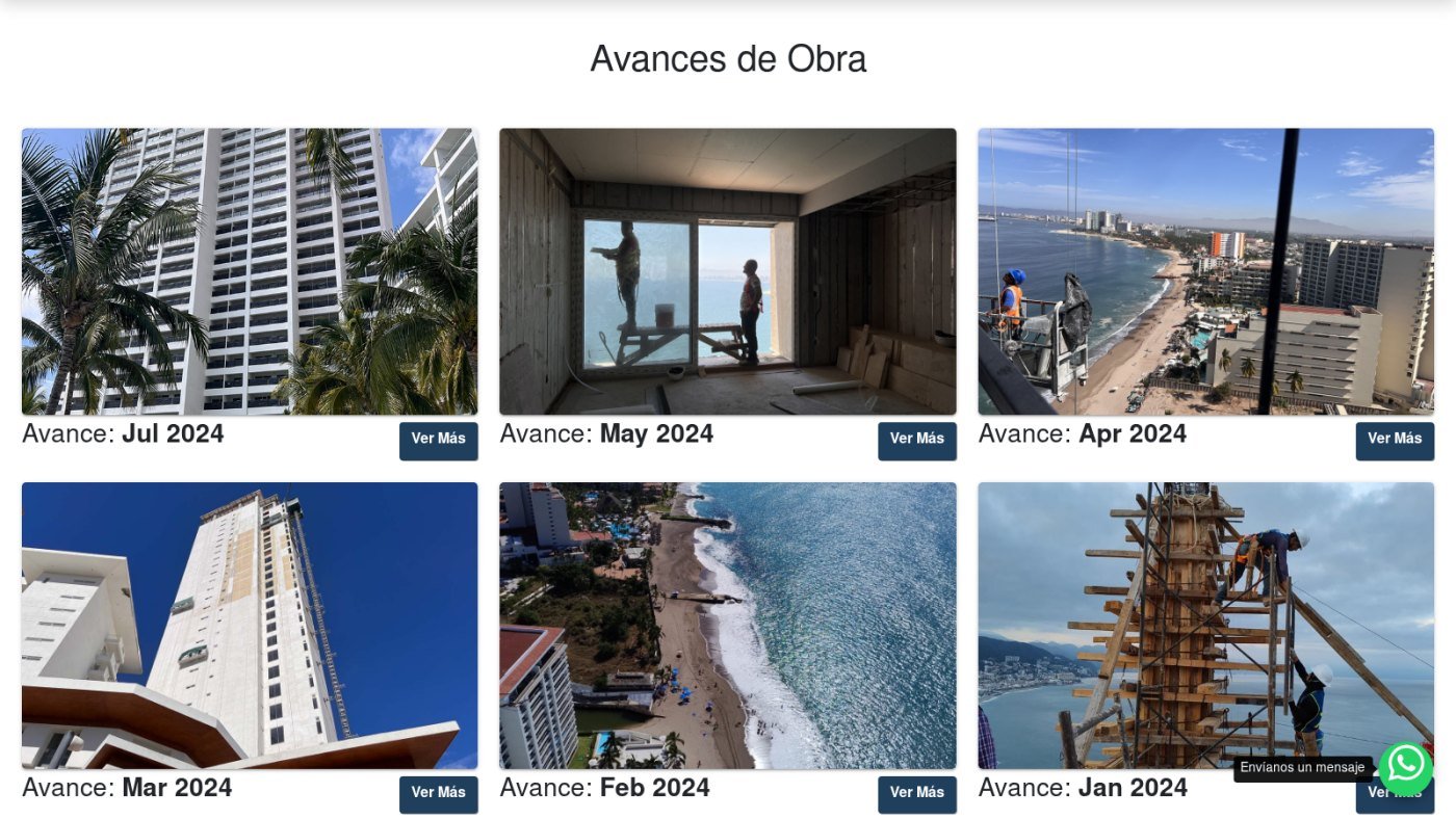 Avances de obra publicados por mes para propietarios y prospectos.