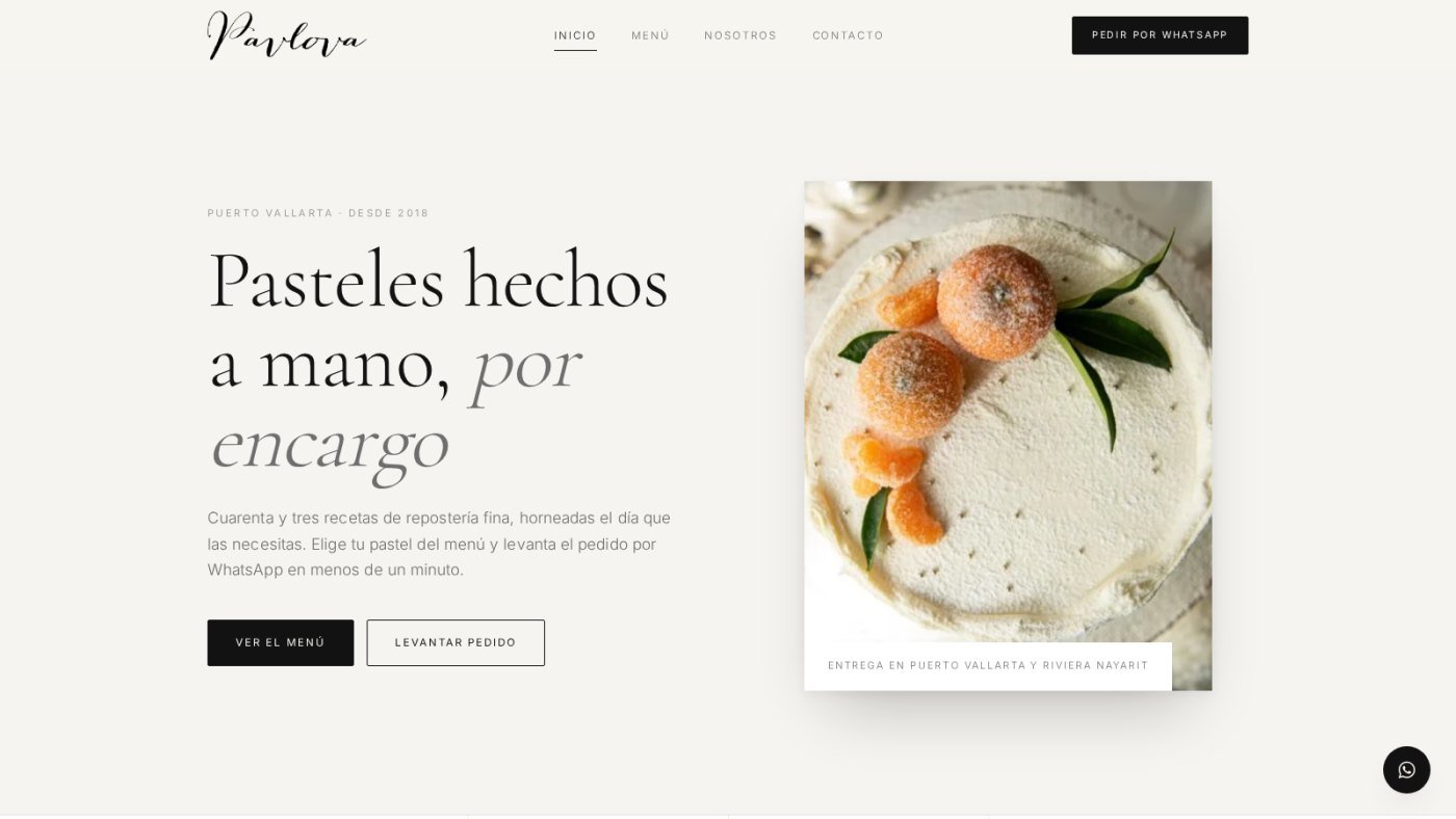 La tienda: pasteles hechos a mano, por encargo, con pedido en menos de un minuto.