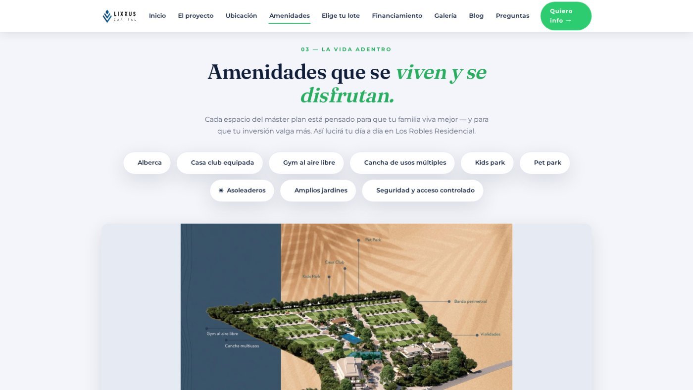 Las amenidades del máster plan, dentro del mismo recorrido de venta.