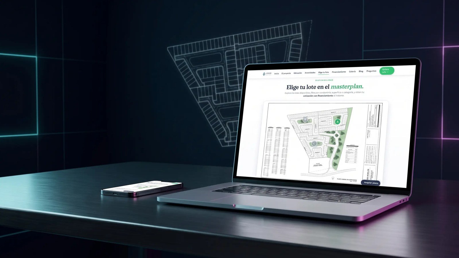 Los Robles Residencial — Lot selector and financing calculator